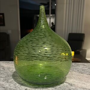 Elegant Green Textured Glass Vase